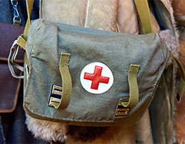 Bag with medical cross on it